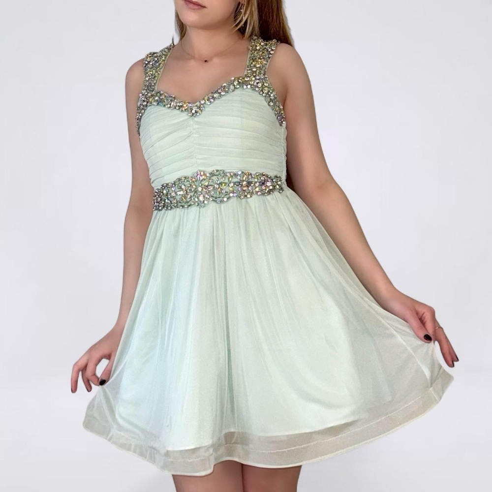 My Michelle Sparkling Light Green Prom Dress